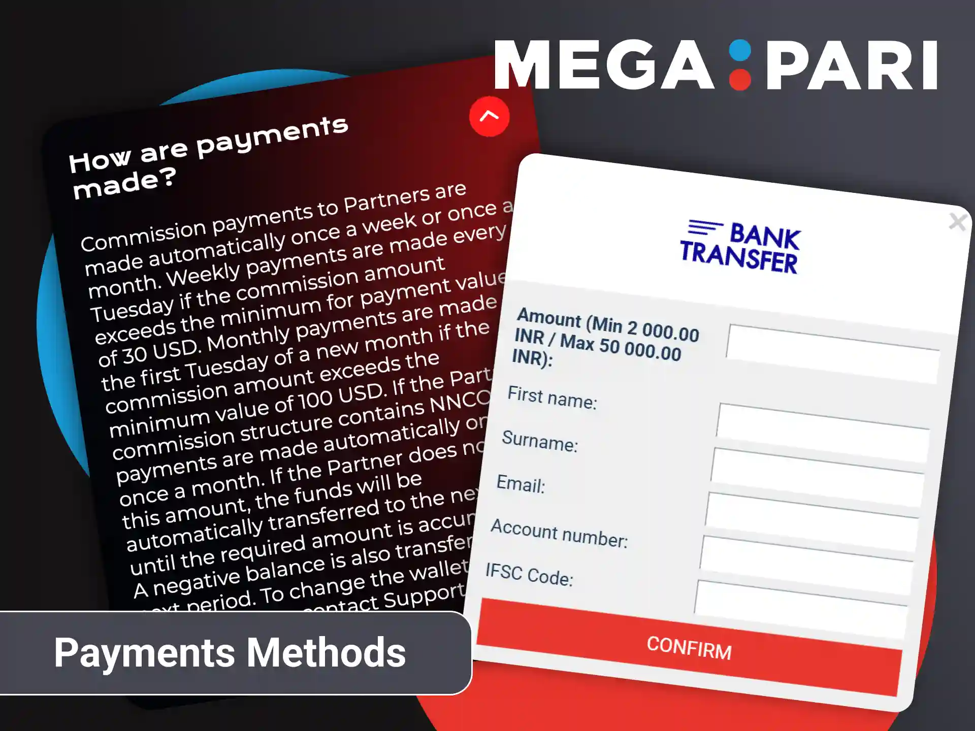 Explore Megapari affiliate payment methods and flexible withdrawal options.