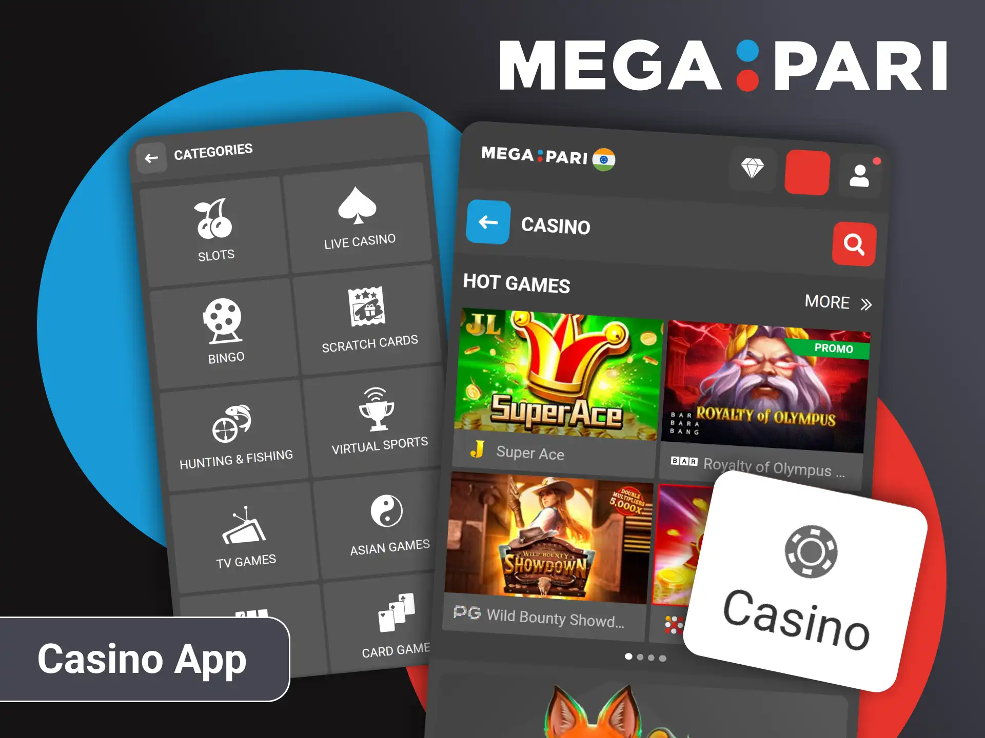 Use the Megapari app to bet on casino games.