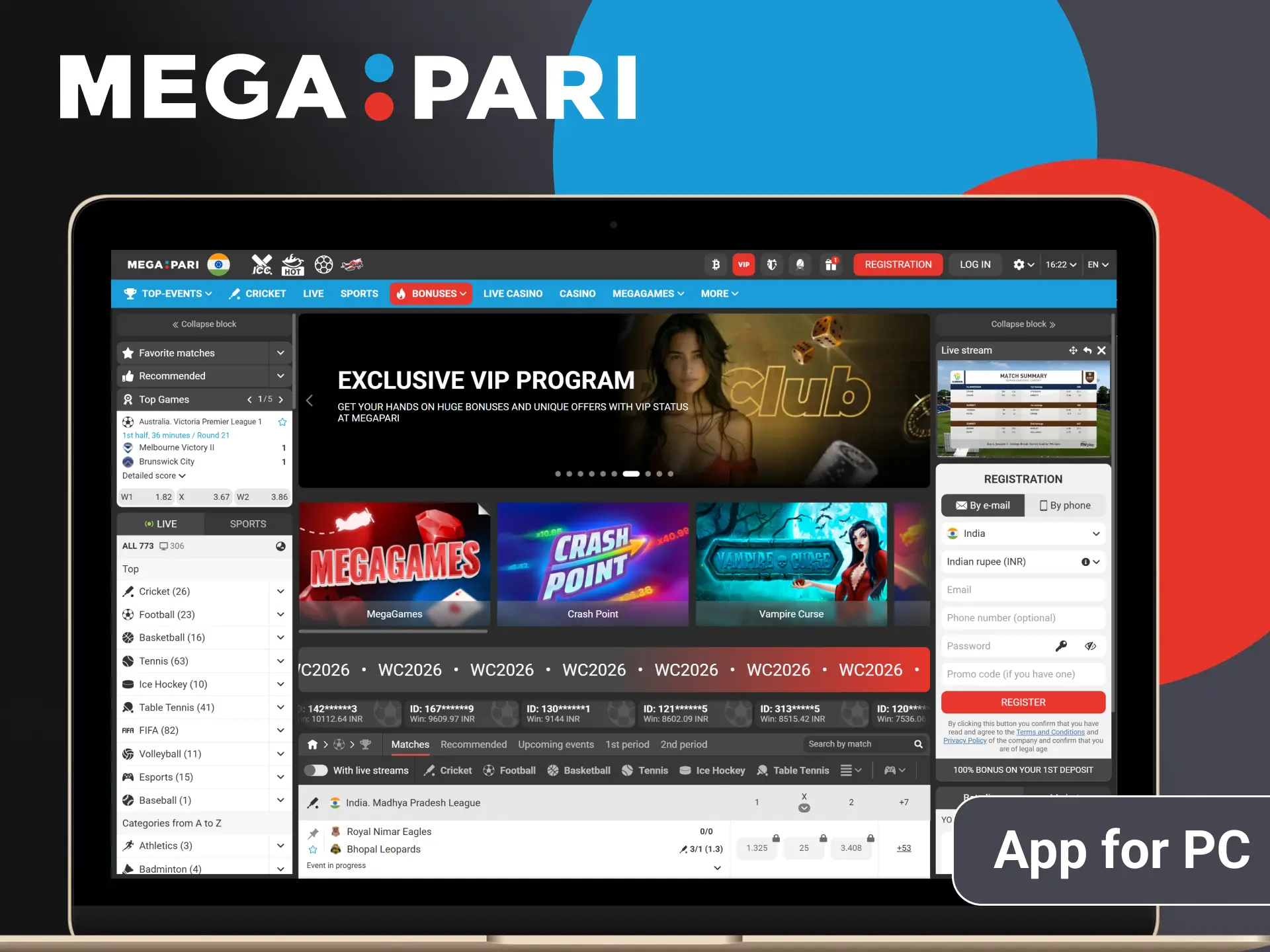 You can use the Megapari app on any PC device.