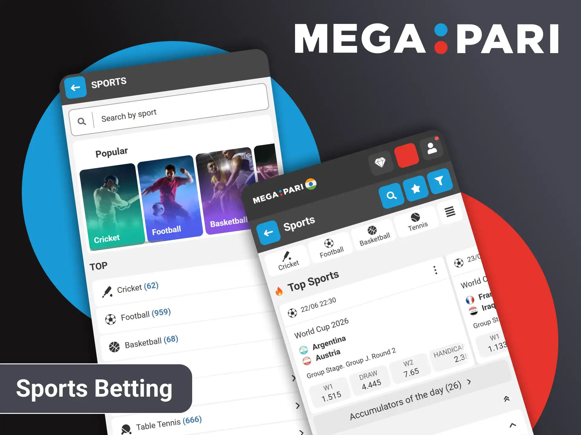Bet on your favorite sports at the Megapari app.