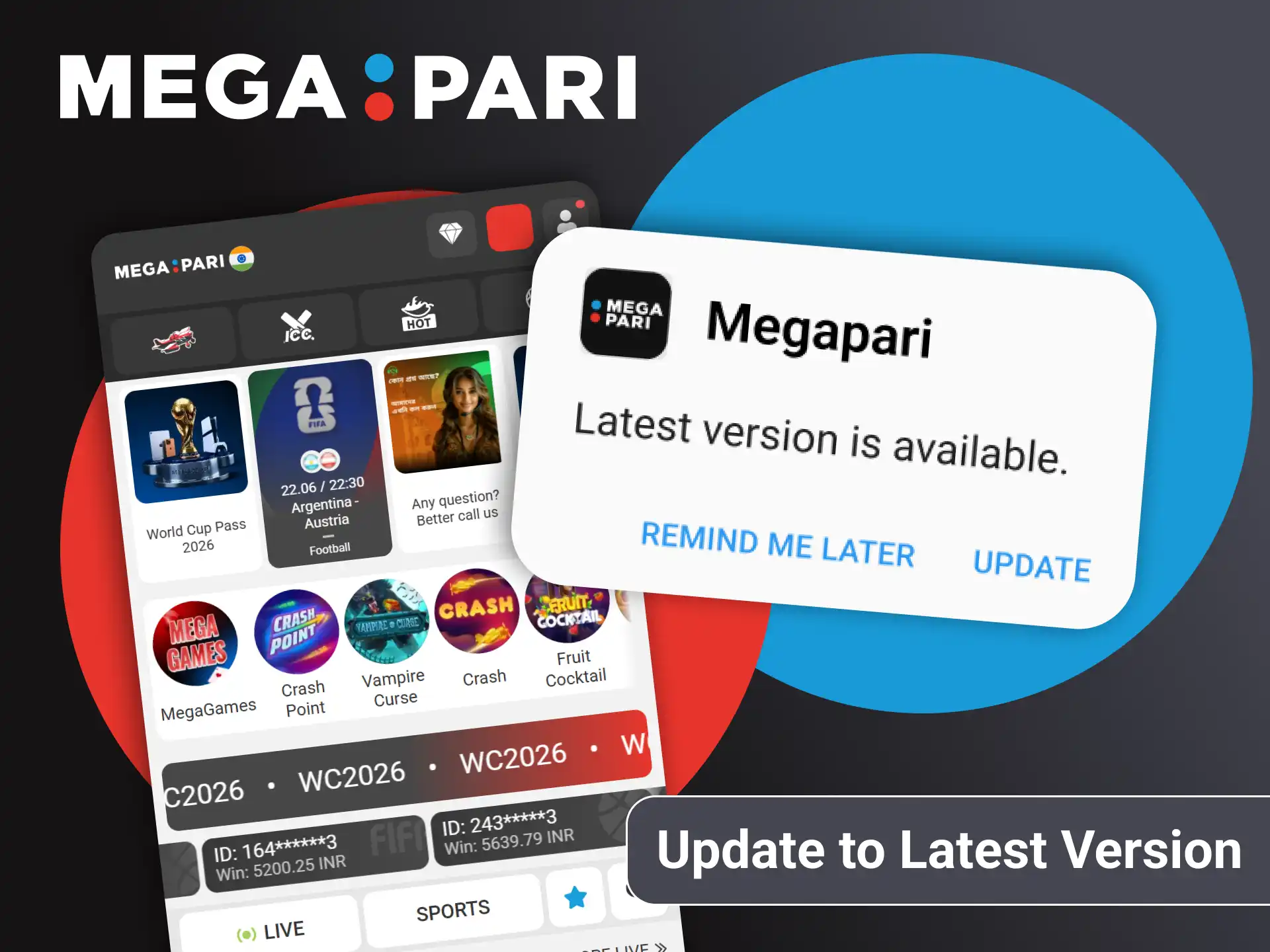 Update the Megapari app to the latest version for better performance.