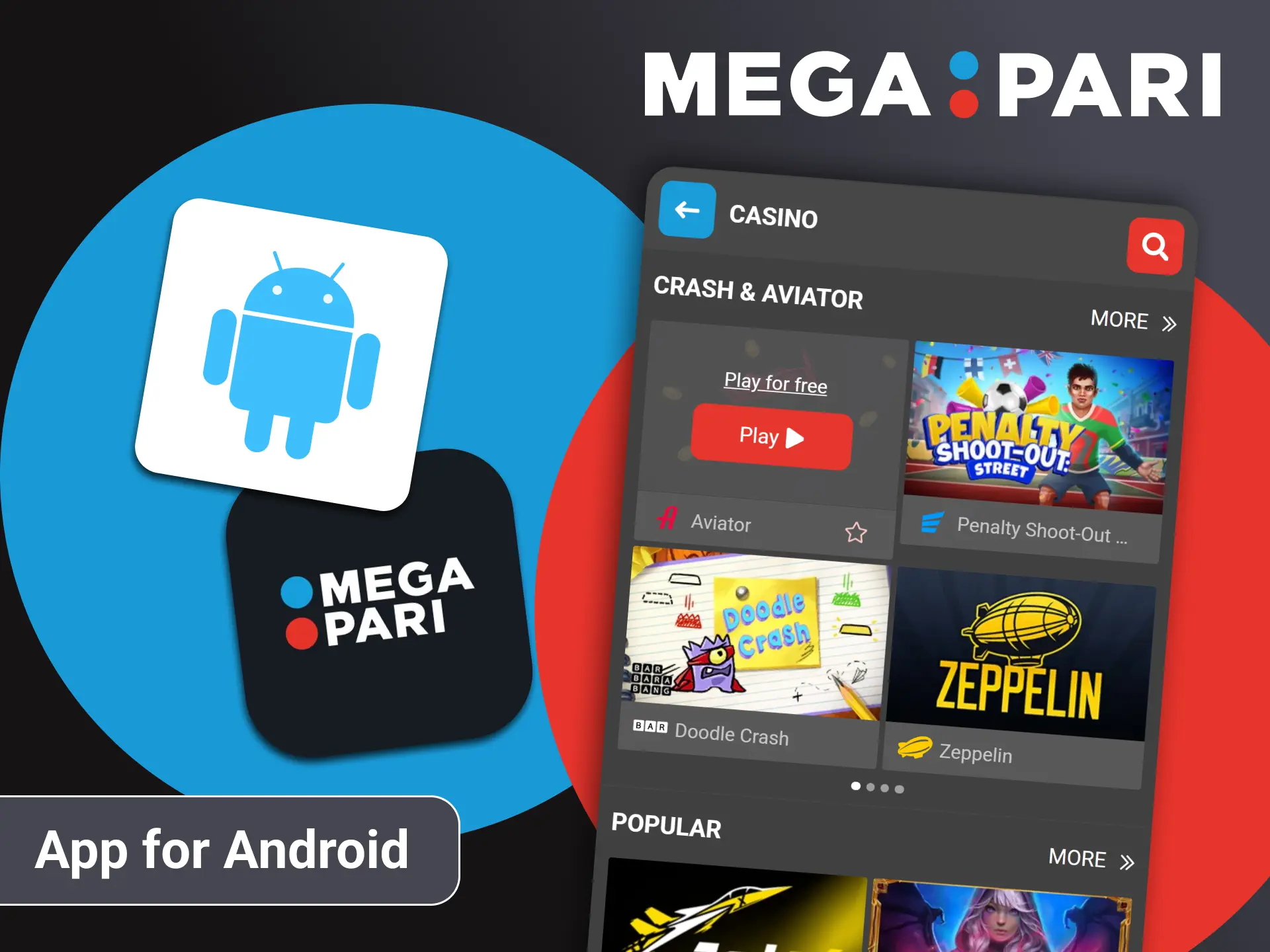 Play Avaitor through the Megapari app on Android.