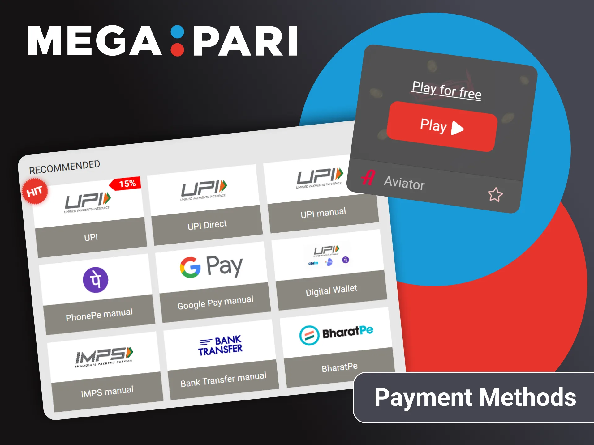 There are many ways to deposit and withdraw funds to play Aviator on Megapari.