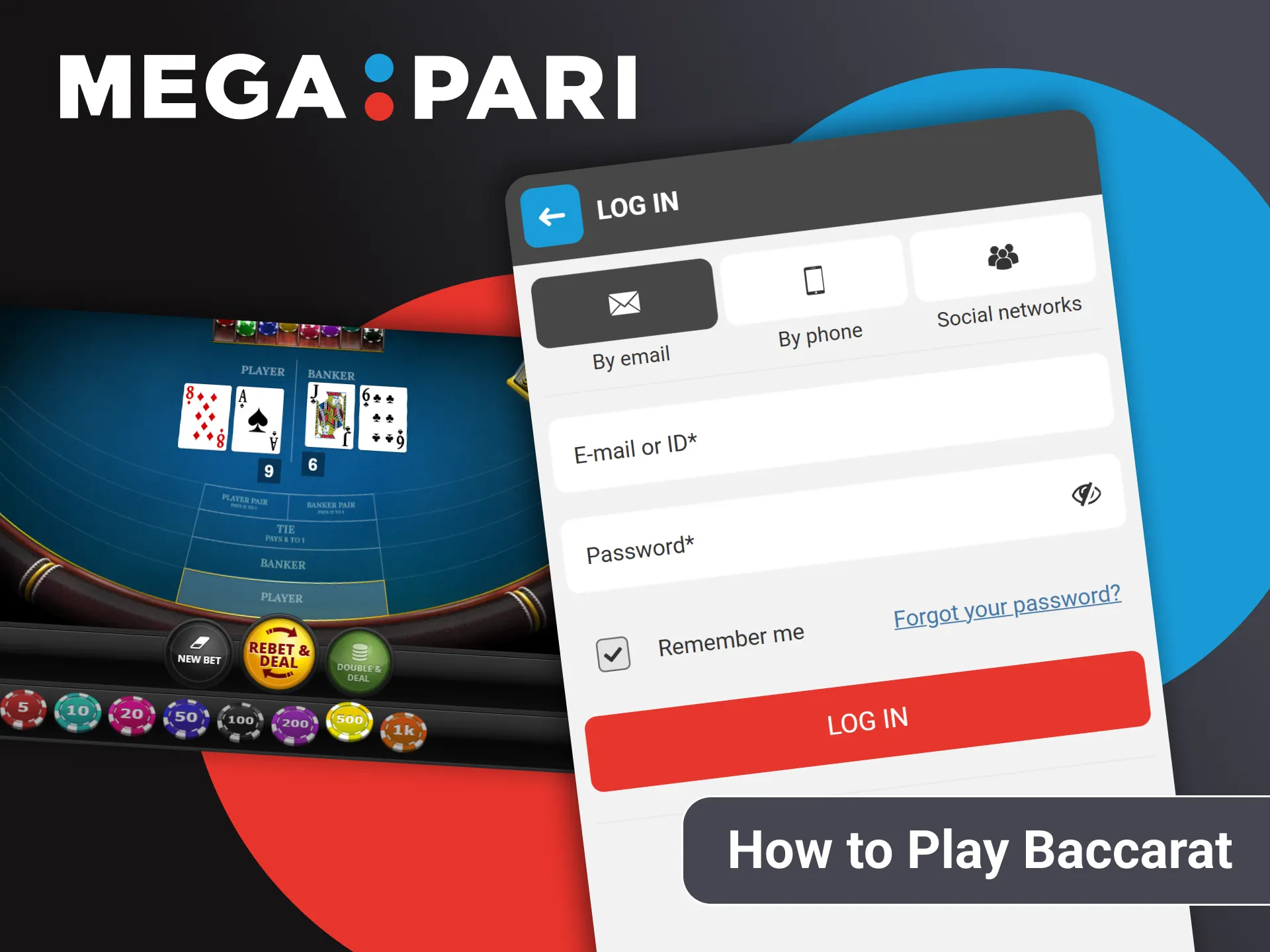Visit the casino section of Megapari to play baccarat.