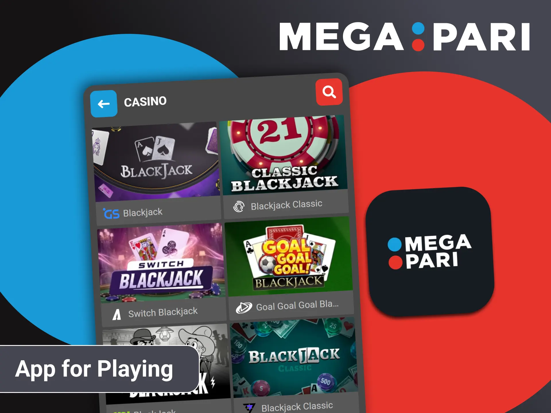 Download the Megapari app to play blackjack.