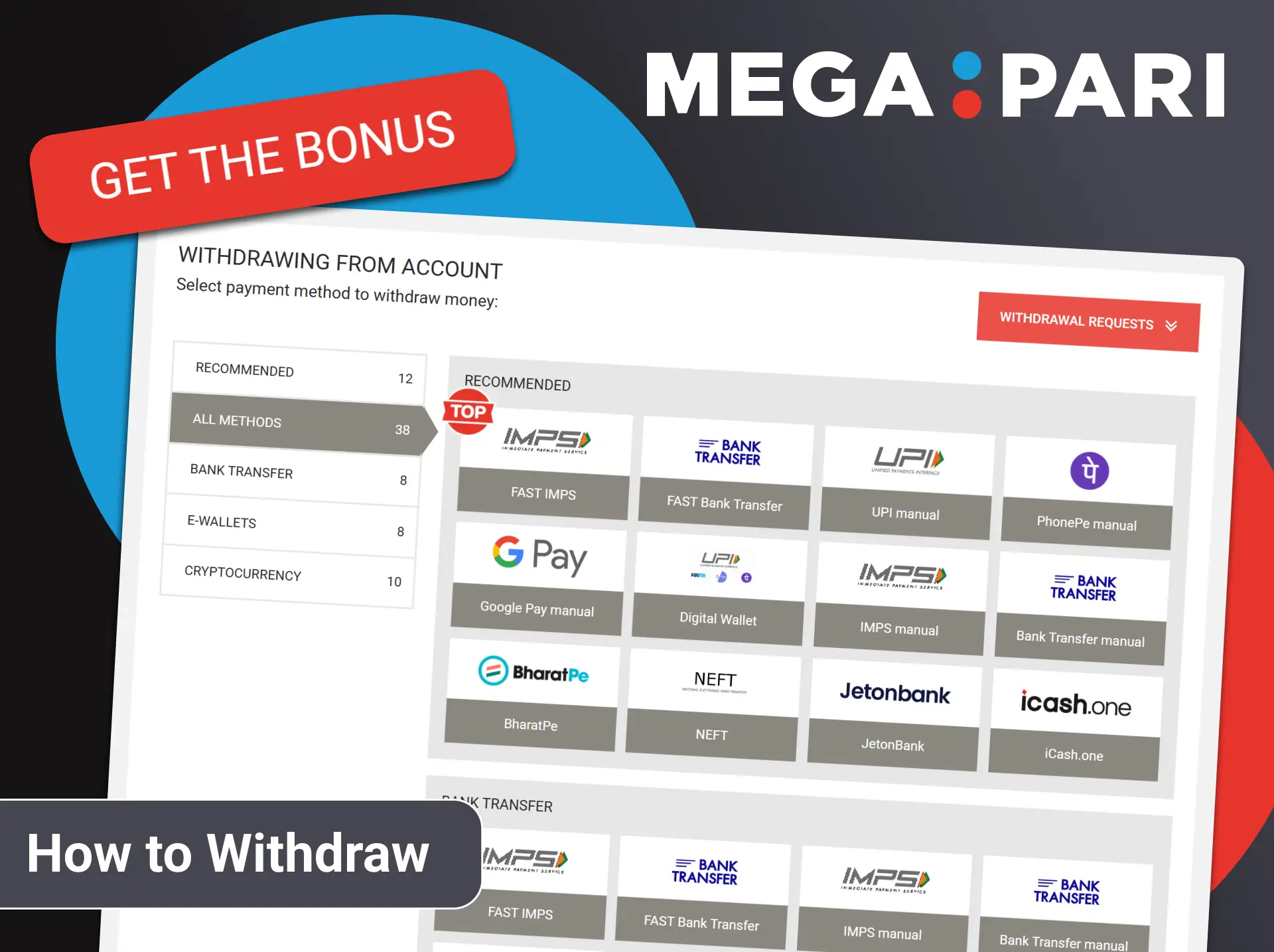 You must wager the Megapari bonus to be able to withdraw it.