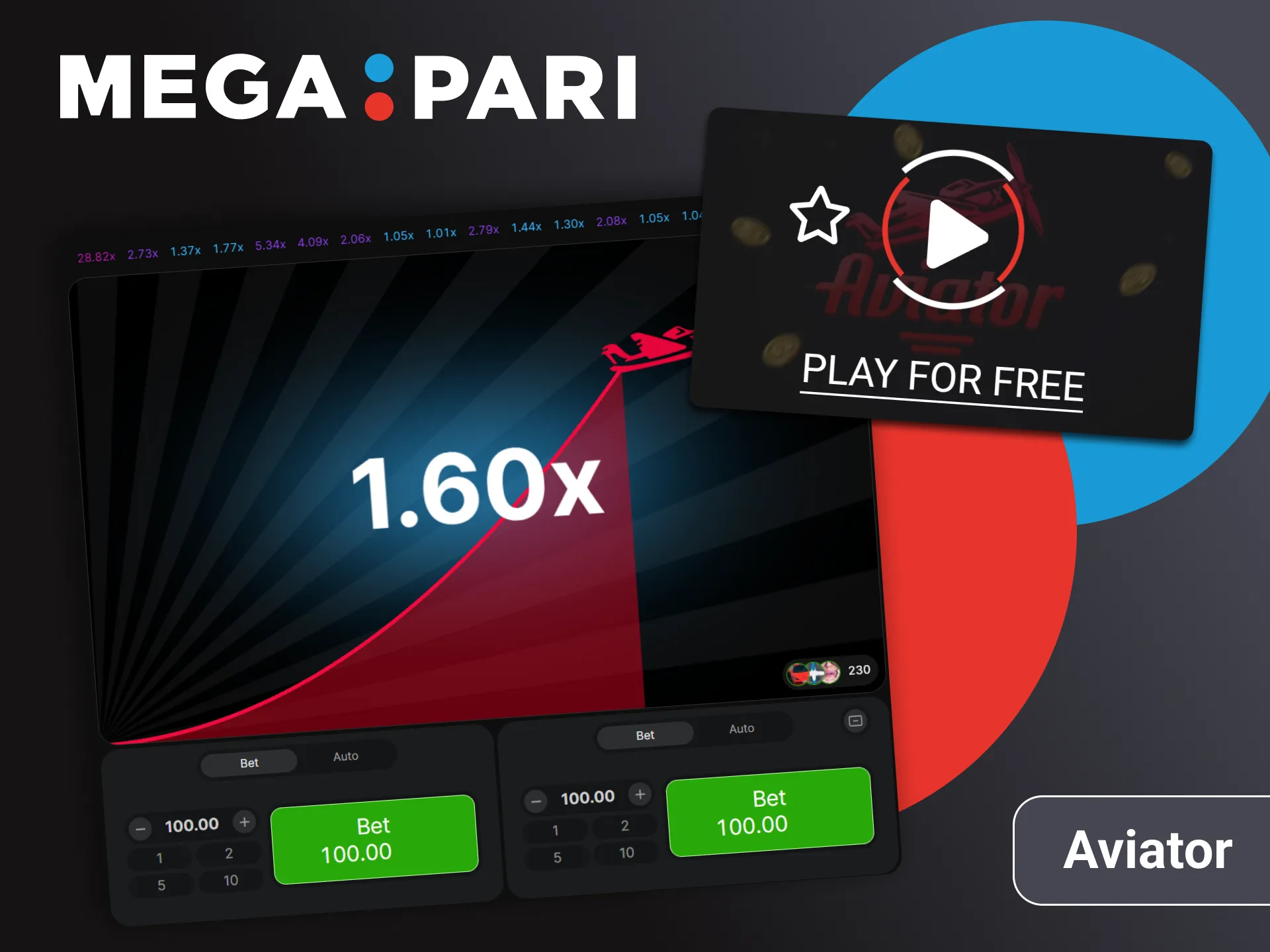Choose Aviator crash game to play on Megapari online casino.