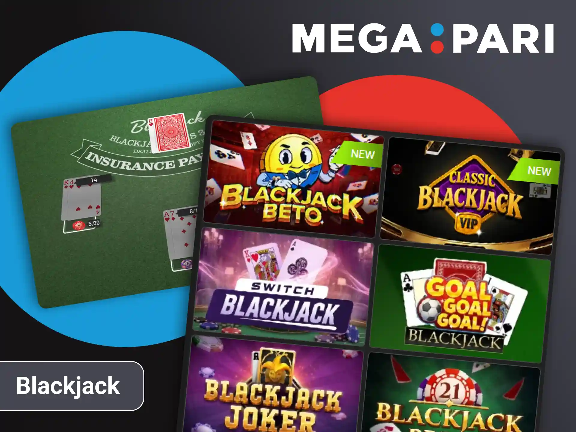 Play your favorite Blackjack games at the Megapari online casino.