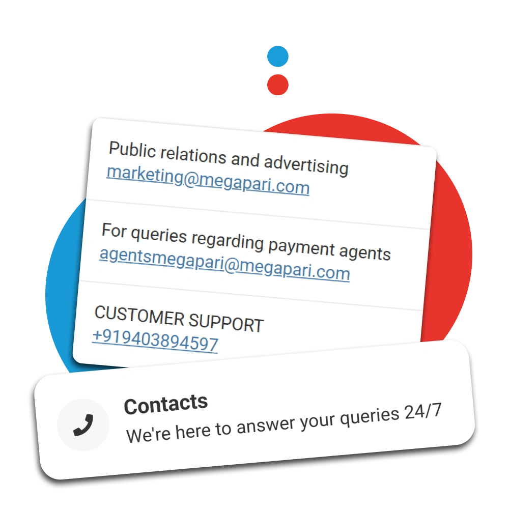 You can contact Megapari in India via email and online chat.