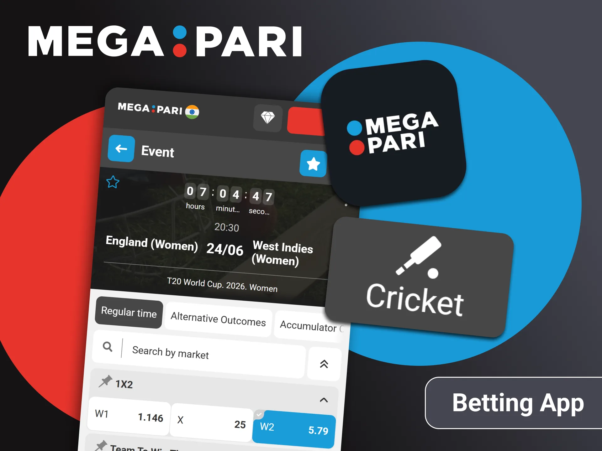 Use the Megapari cricket betting app.