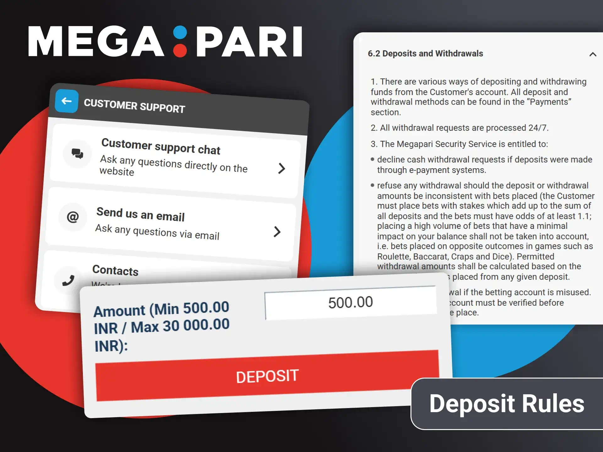 Before topping up your balance, please read the Megapari deposit rules.