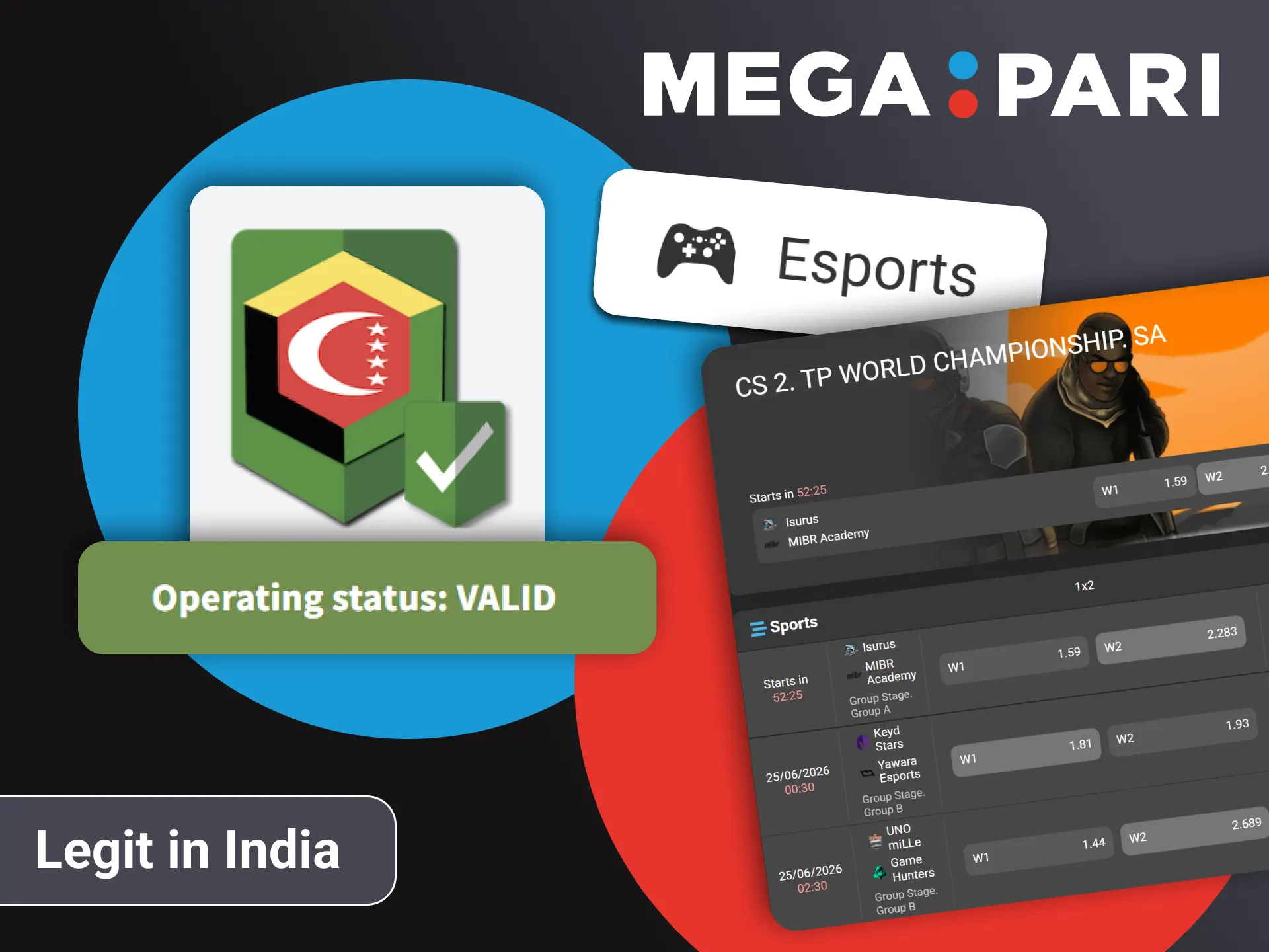 Betting on esports from Megapari is absolutely legal.