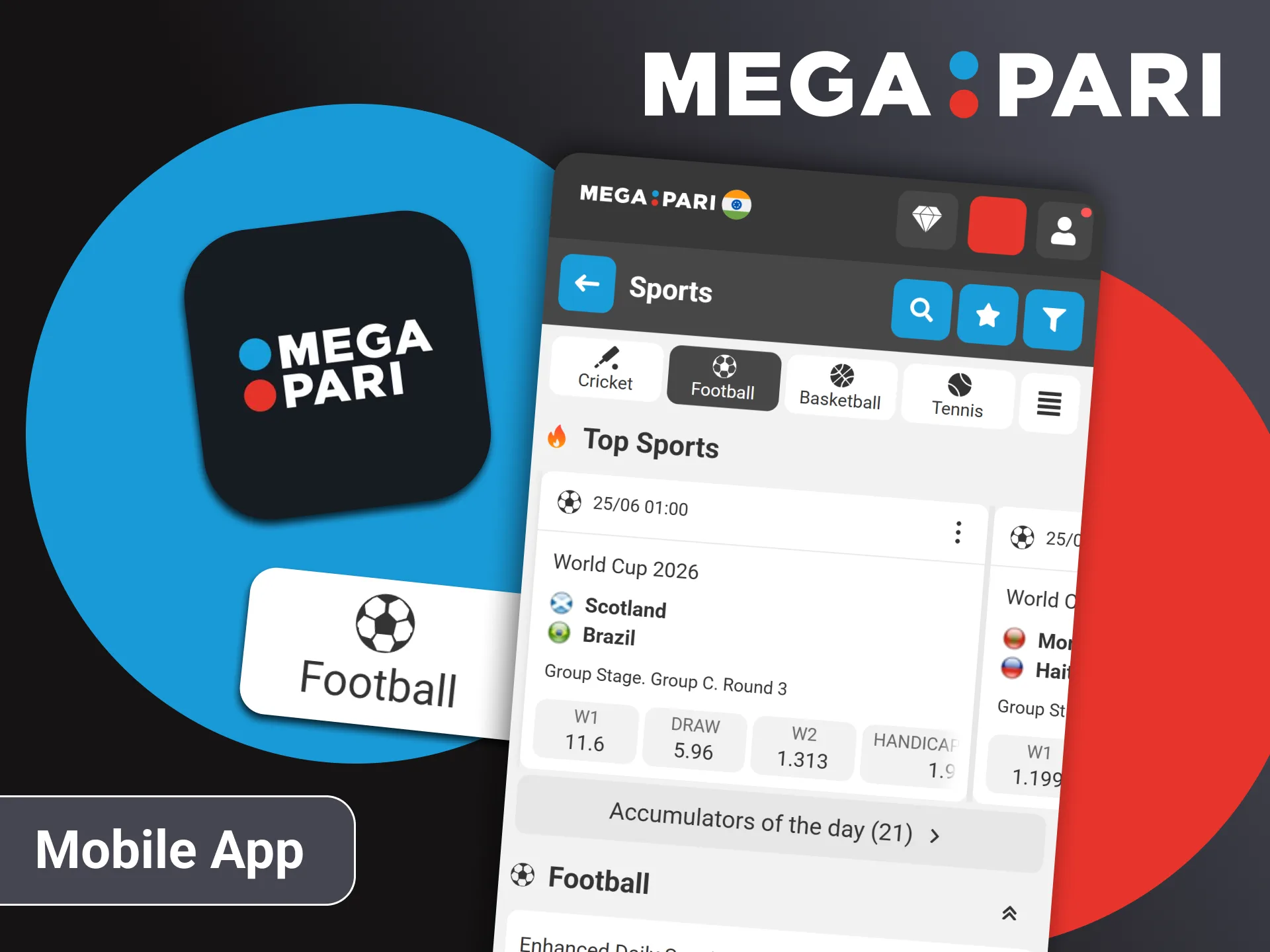 Bet on football with the Megapari app.