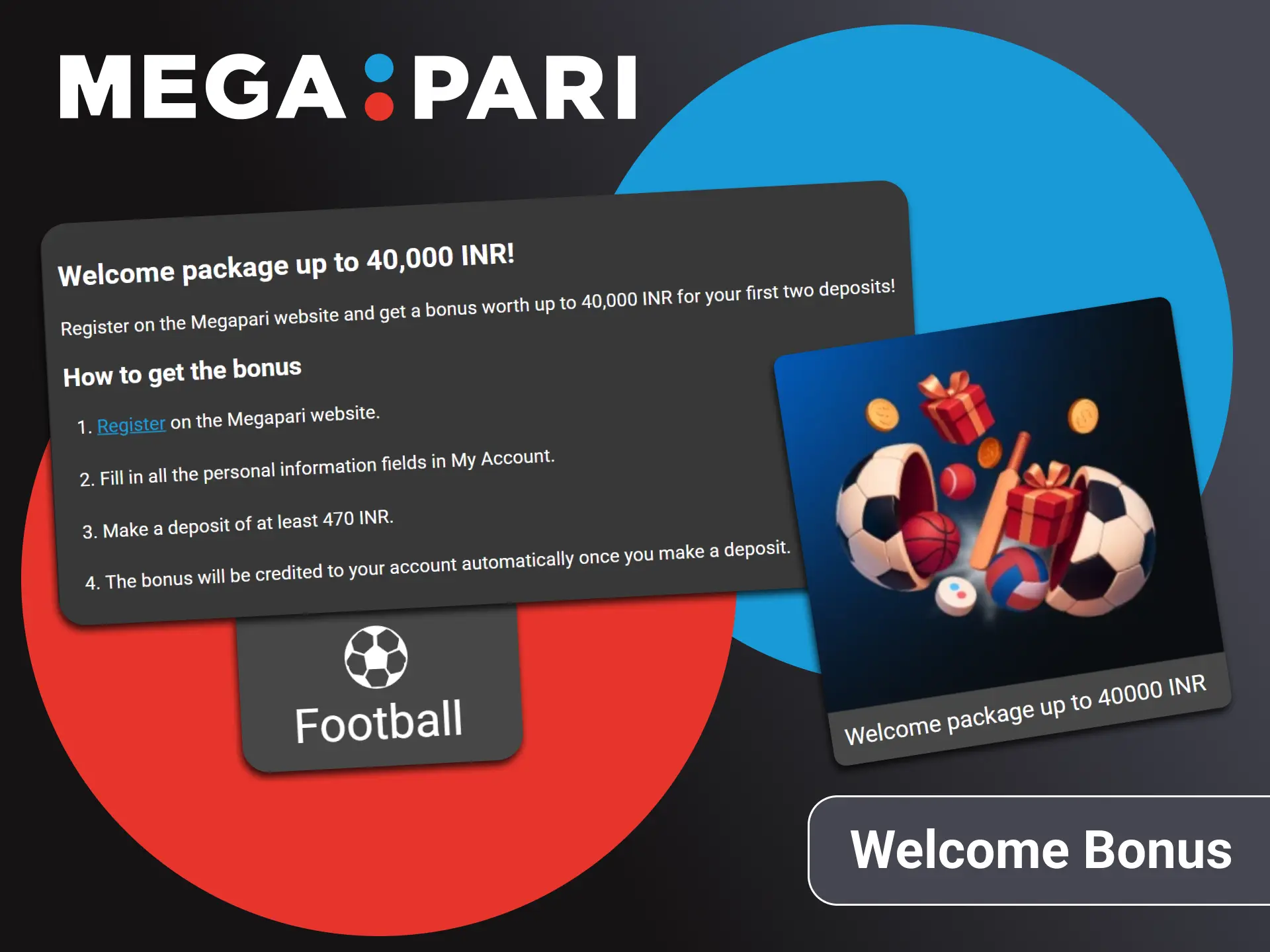 Megapari provides bonuses for betting on football.