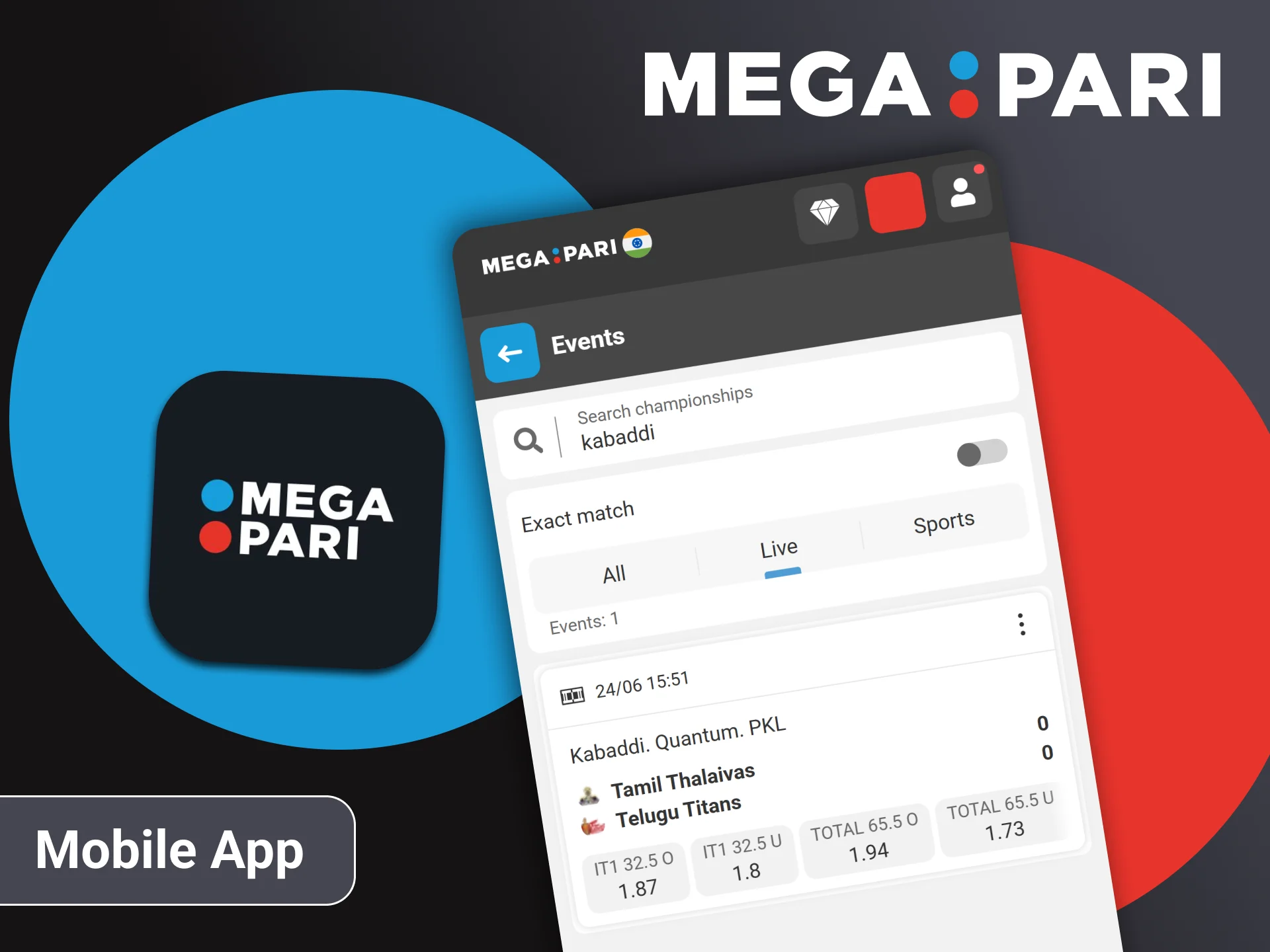 Use your smartphone to bet on Kabaddi from Megapari.