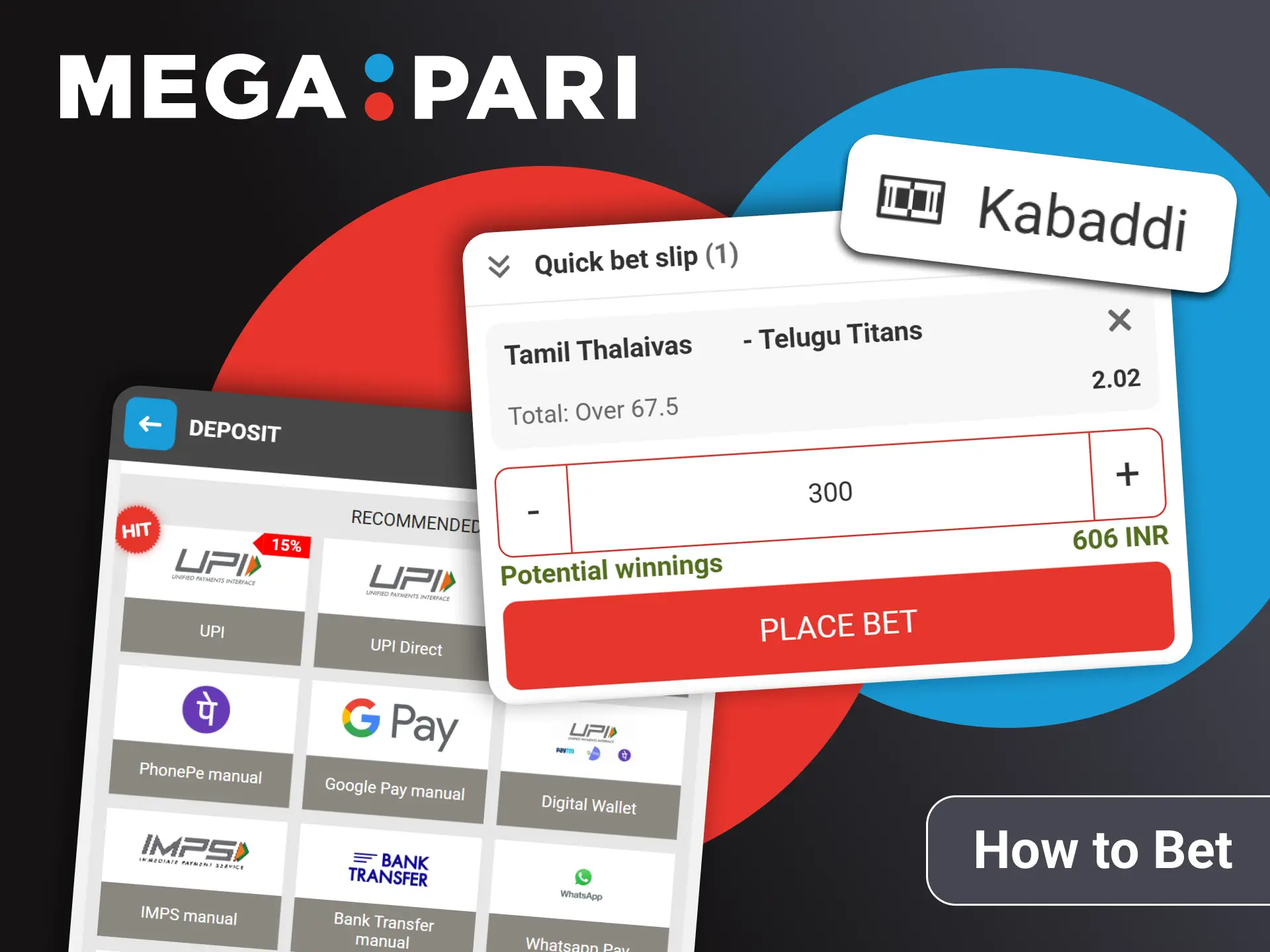 Go to the desired section on Megapari and bet on Kabaddi.