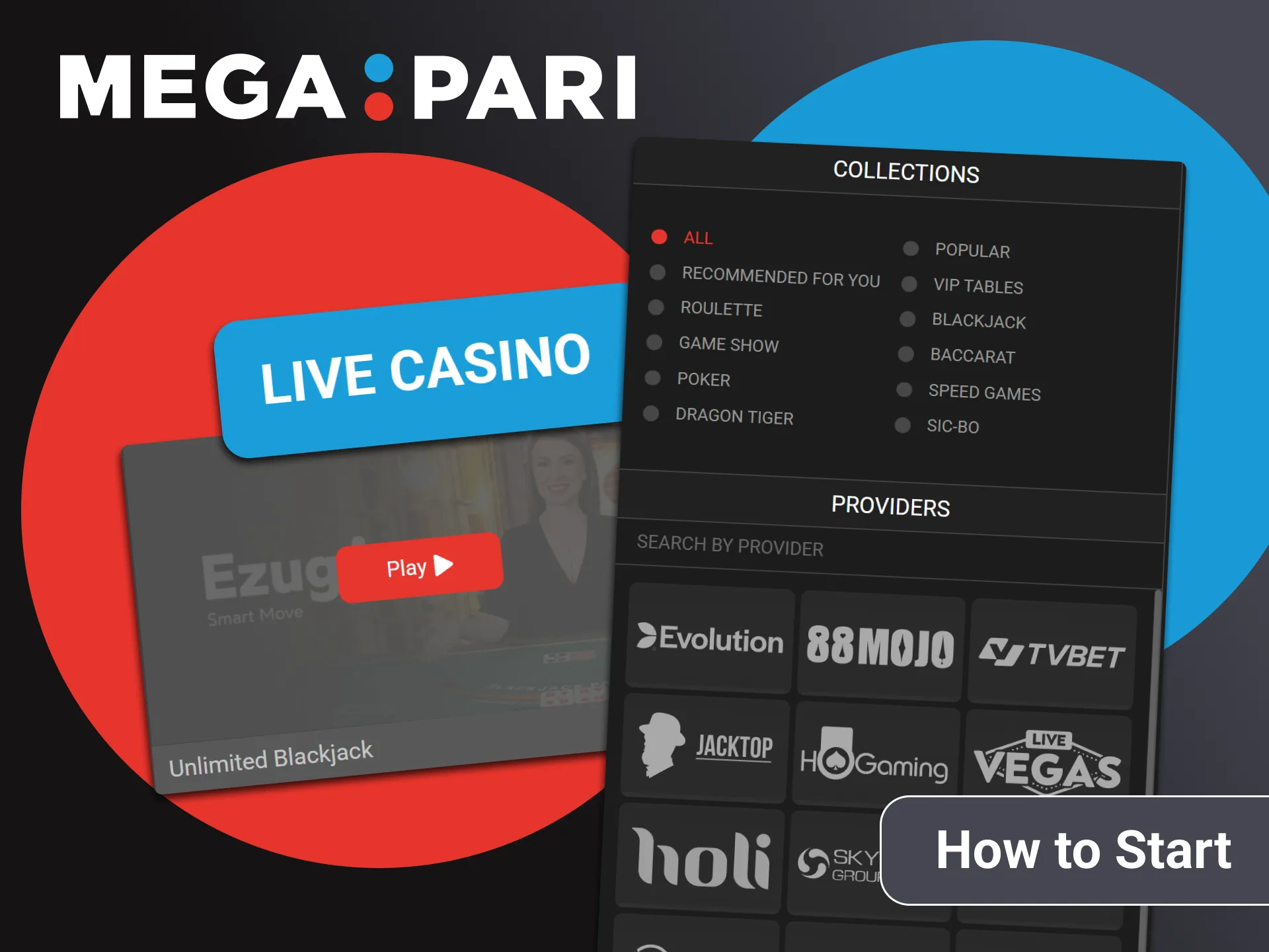 Go to the desired section of Megapari to play at Live Casino.