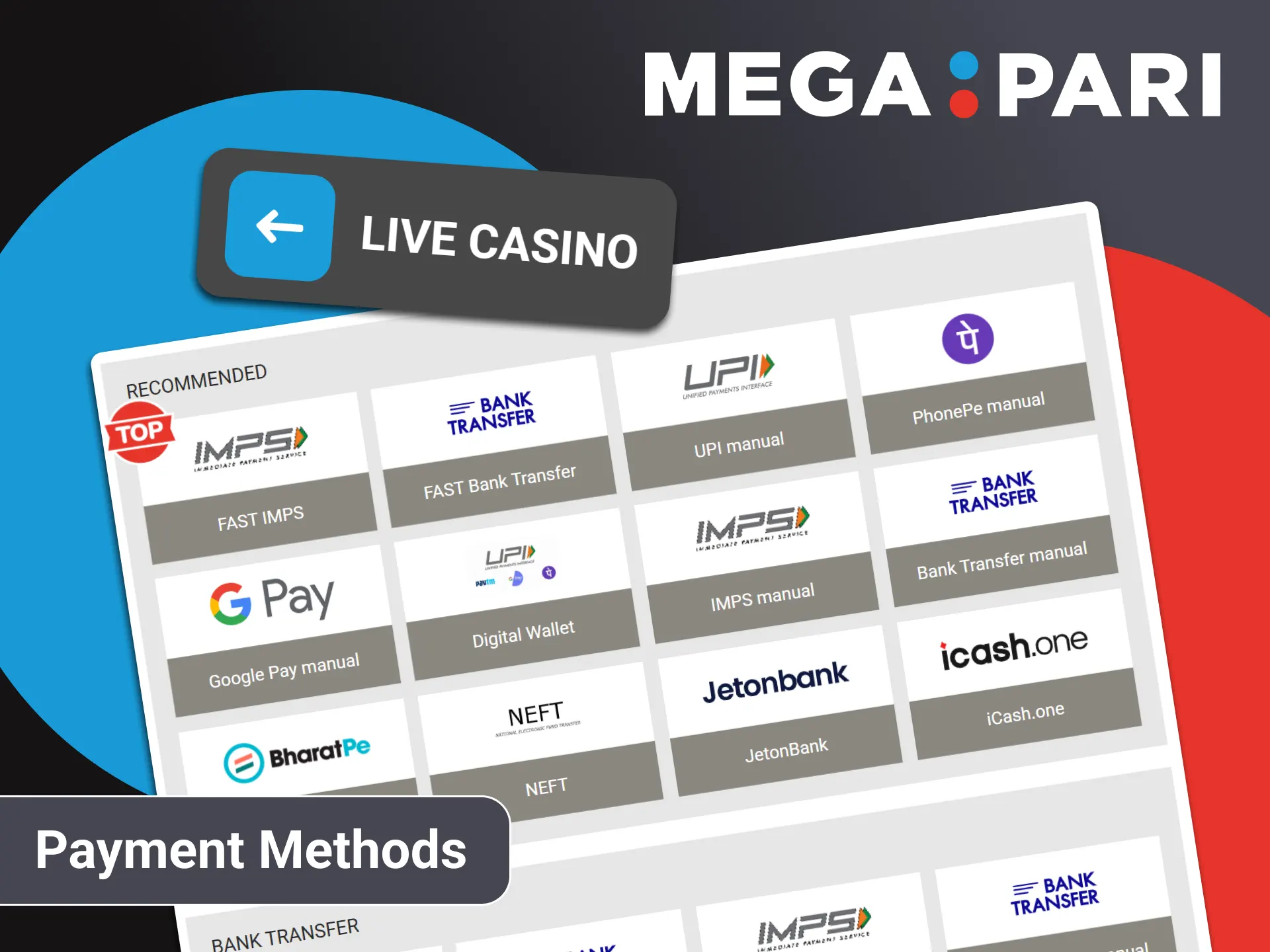 The Megapari service has many ways of transactions.