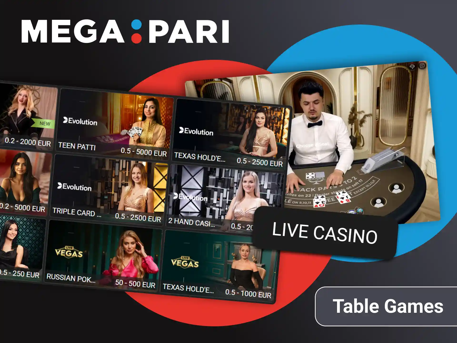 For casino games at Megapari, choose Table Games.