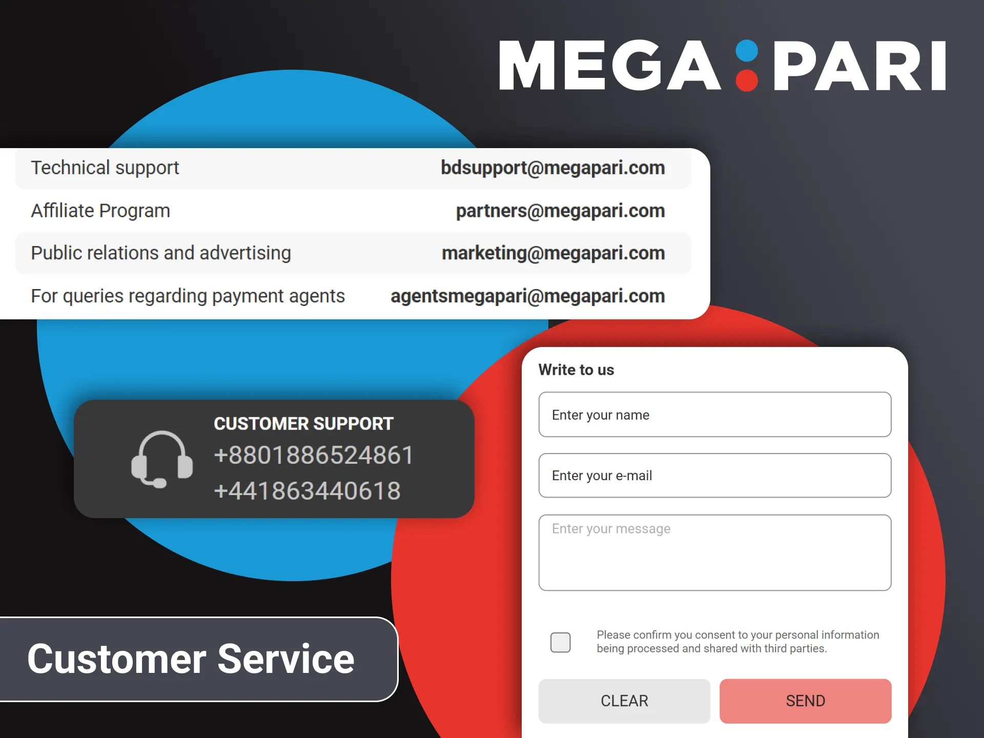 Contact the customer care assistance channels via official Megapari website.
