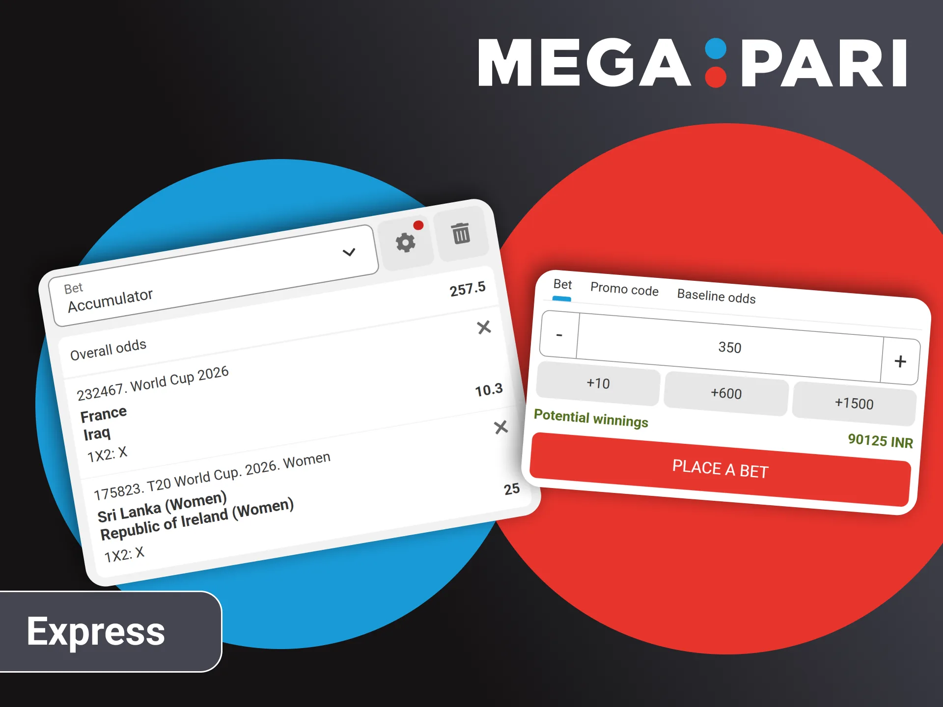Combine multiple accumulator match legs inside official Megapari coupon.