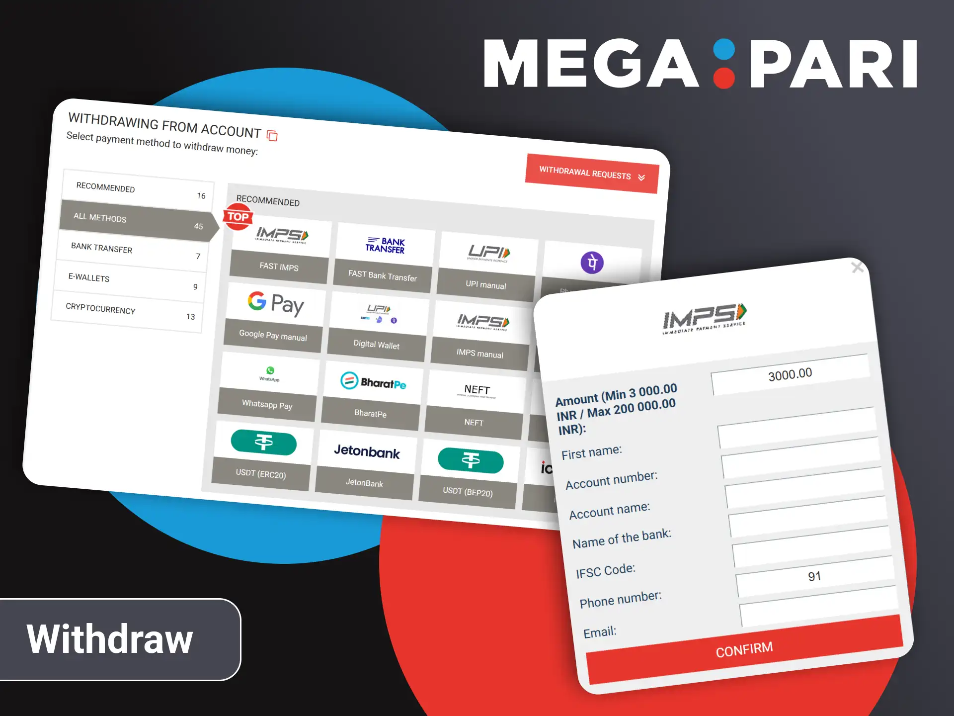 Request safe and fast cashout withdrawals from official Megapari panel.