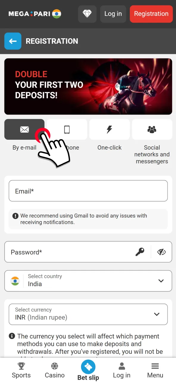 Determine the most convenient and fastest method for you to sign up for a Megapari account.