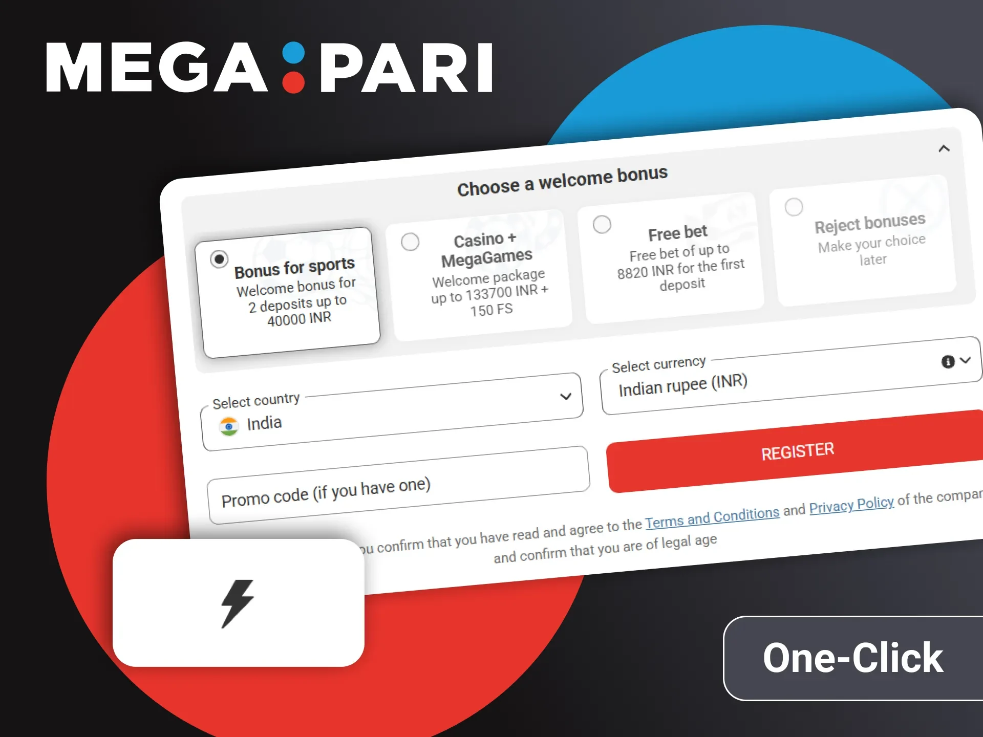 Megapari offers you quick registration in one click.