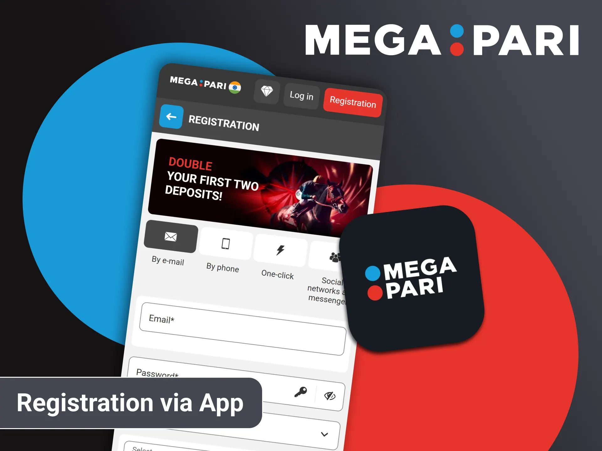 You can register at Megapari via mobile app.