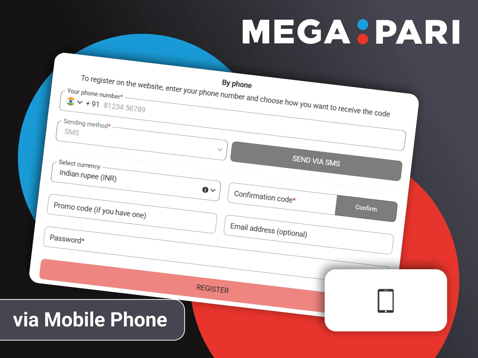 Register on Megapari using your phone number.