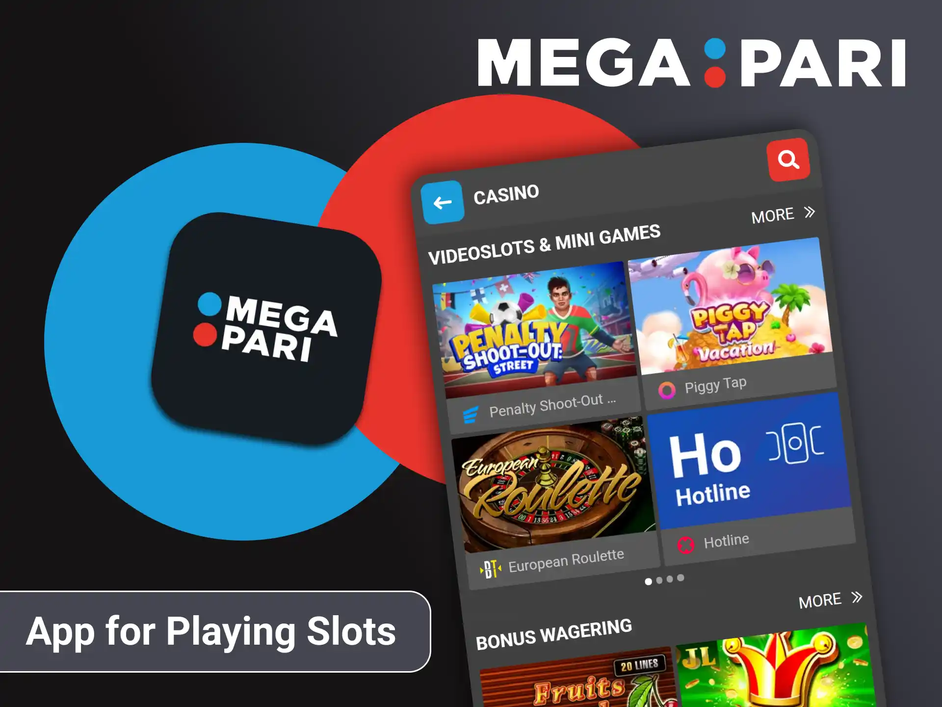 Play slots in the Megapari app.