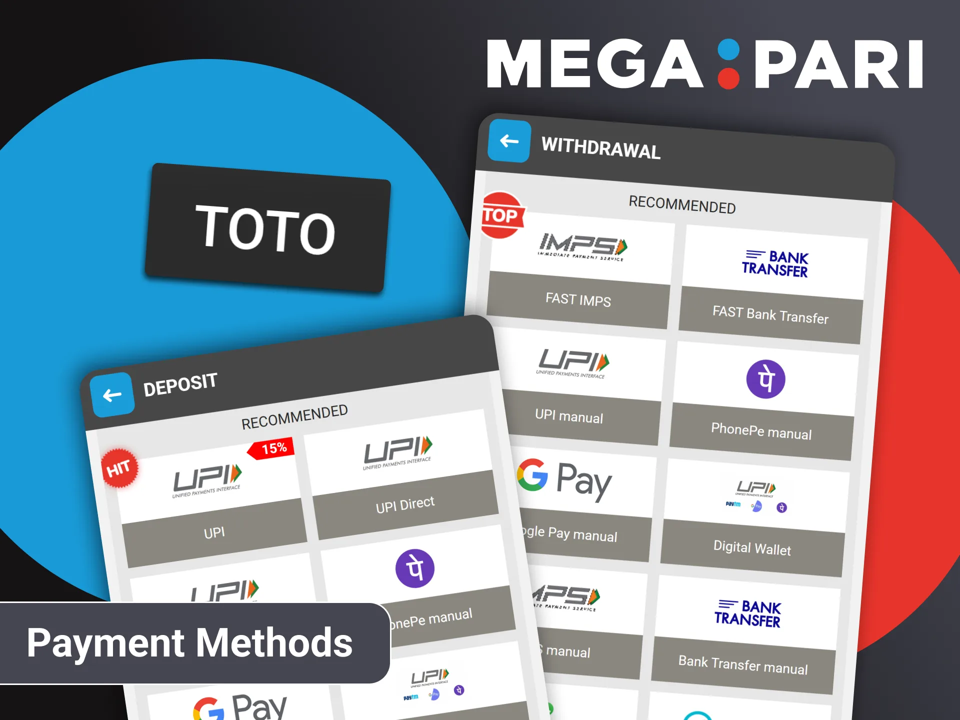 By replenishing the deposit for betting on TOTO from Megapari.