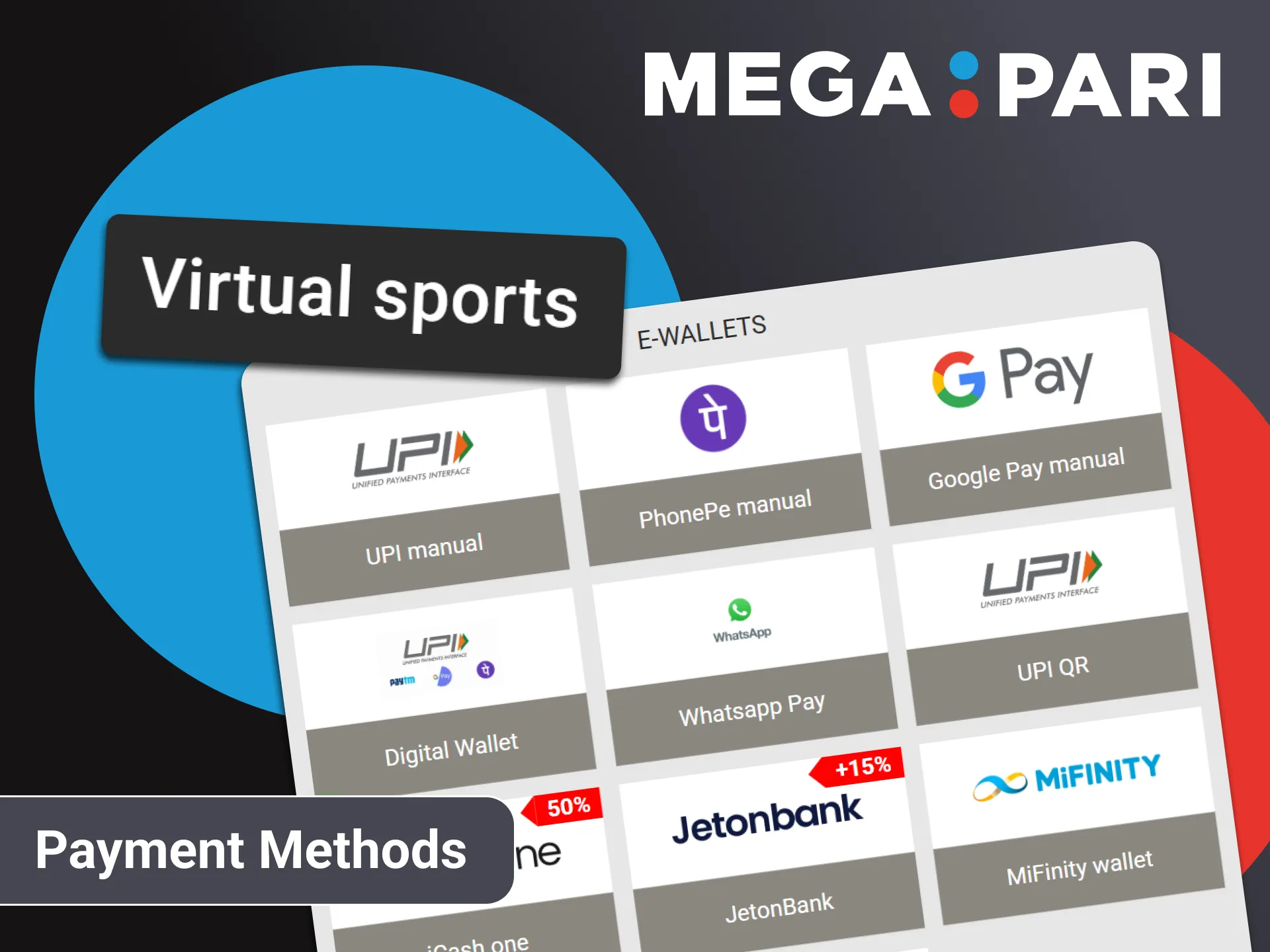 There are many ways to make transactions for virtual sports betting on Megapari.