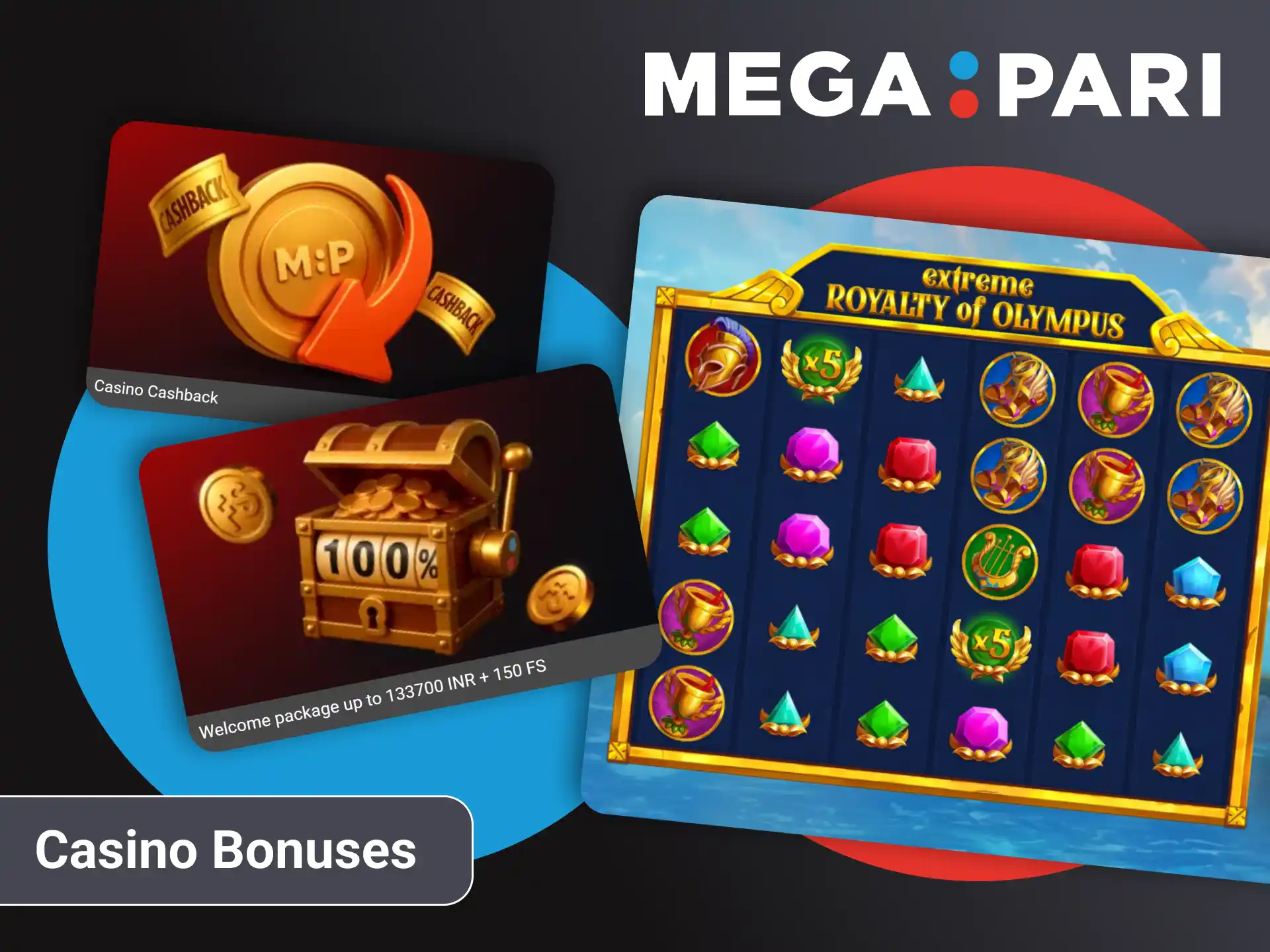 Megapari gives bonuses for playing slots.